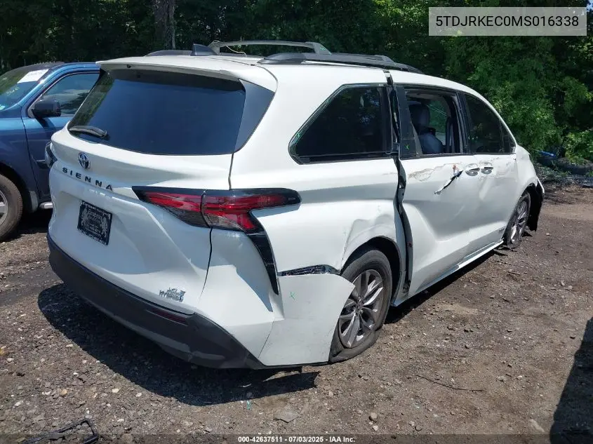 2021 Toyota Sienna Xle VIN: 5TDJRKEC0MS016338 Lot: 42637511