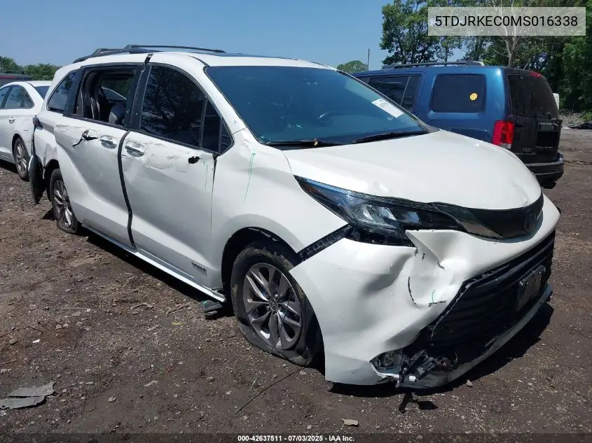 2021 Toyota Sienna Xle VIN: 5TDJRKEC0MS016338 Lot: 42637511