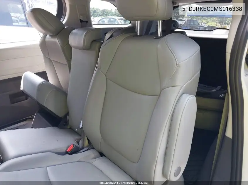2021 Toyota Sienna Xle VIN: 5TDJRKEC0MS016338 Lot: 42637511