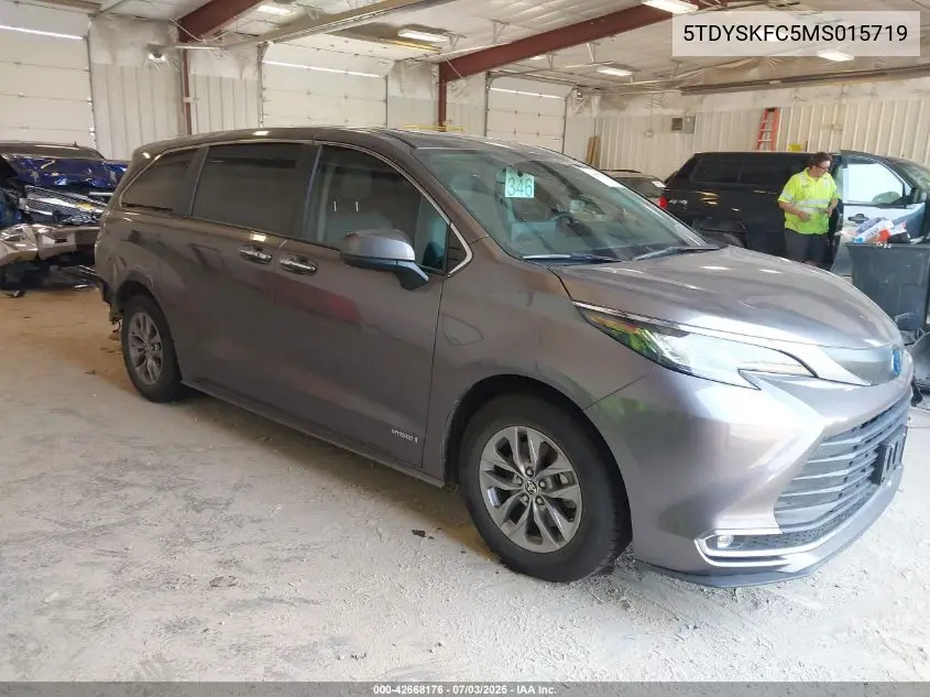 2021 Toyota Sienna Xle VIN: 5TDYSKFC5MS015719 Lot: 42668176