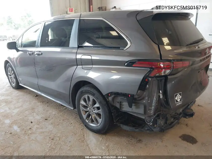 2021 Toyota Sienna Xle VIN: 5TDYSKFC5MS015719 Lot: 42668176