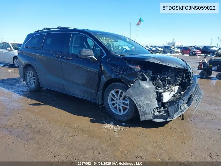 2022 Toyota Sienna Le/Xle/Xse/Limited/Platinum VIN: 5TDGSKFC3NS059022 Lot: 12287062