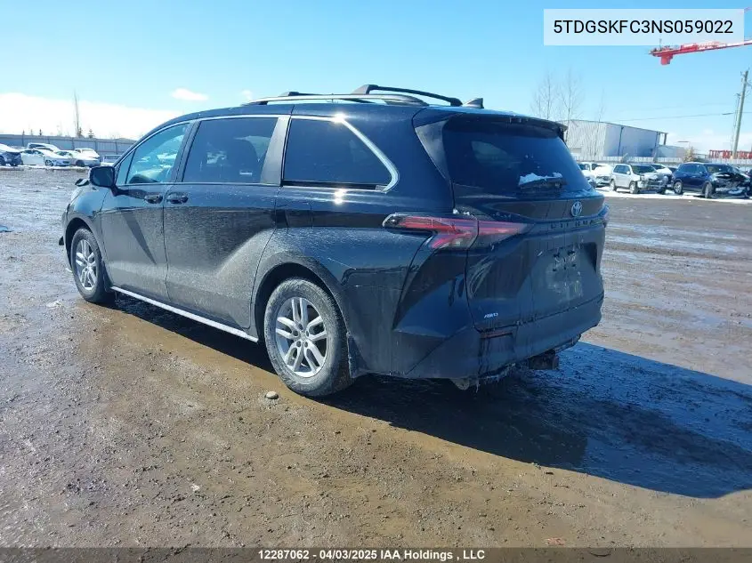 2022 Toyota Sienna Le/Xle/Xse/Limited/Platinum VIN: 5TDGSKFC3NS059022 Lot: 12287062