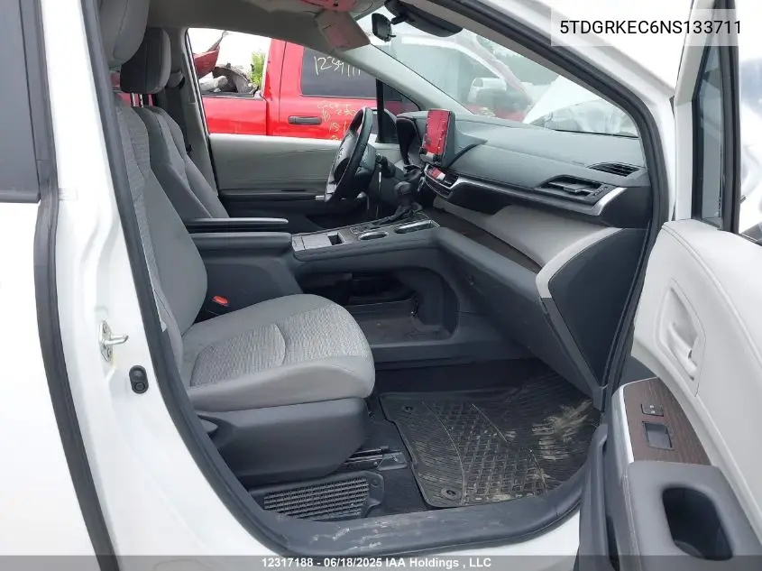 2022 Toyota Sienna VIN: 5TDGRKEC6NS133711 Lot: 12317188