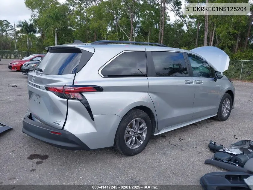 2022 Toyota Sienna Le VIN: 5TDKRKEC1NS125204 Lot: 41417245