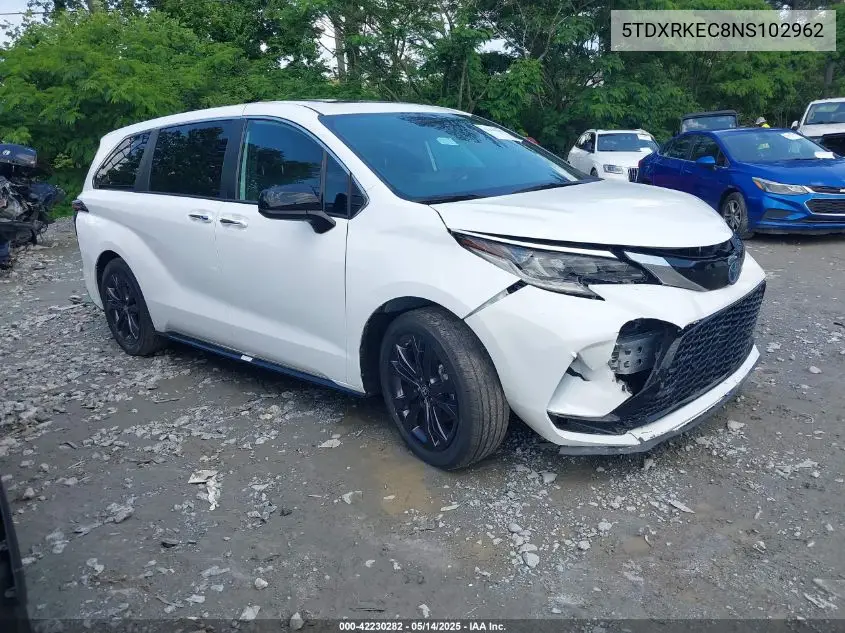 2022 Toyota Sienna Xse VIN: 5TDXRKEC8NS102962 Lot: 42230282