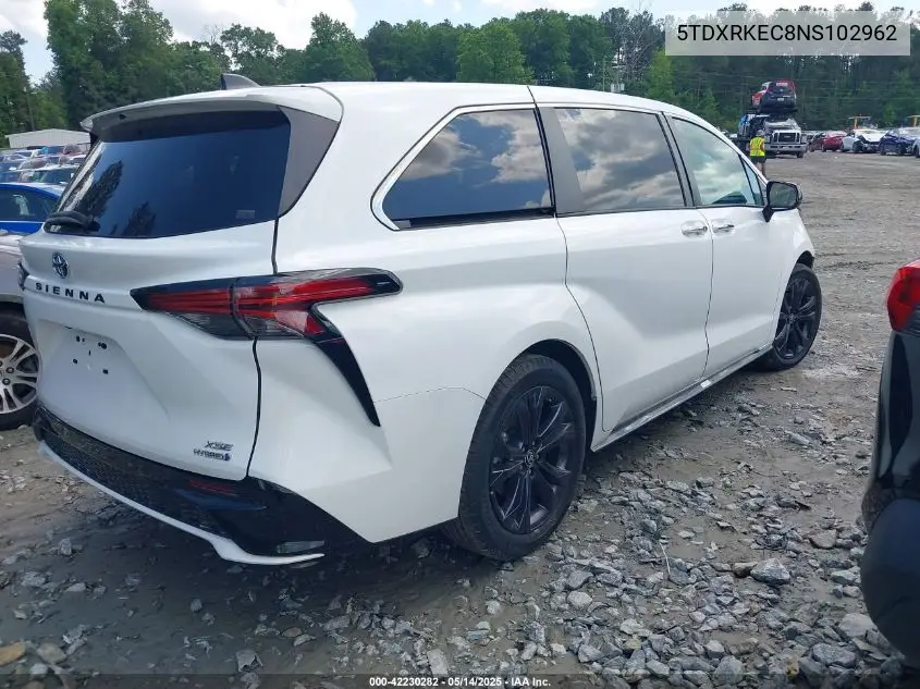 2022 Toyota Sienna Xse VIN: 5TDXRKEC8NS102962 Lot: 42230282