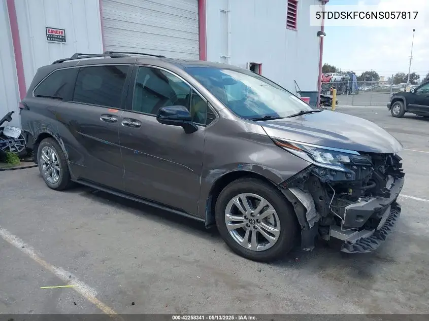 2022 Toyota Sienna Xse VIN: 5TDDSKFC6NS057817 Lot: 42258341