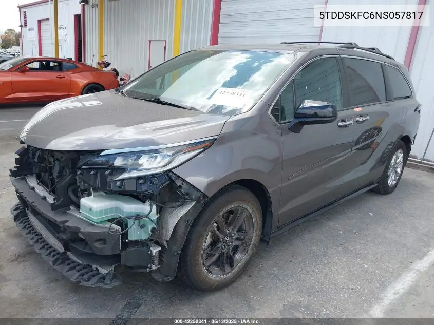 2022 Toyota Sienna Xse VIN: 5TDDSKFC6NS057817 Lot: 42258341
