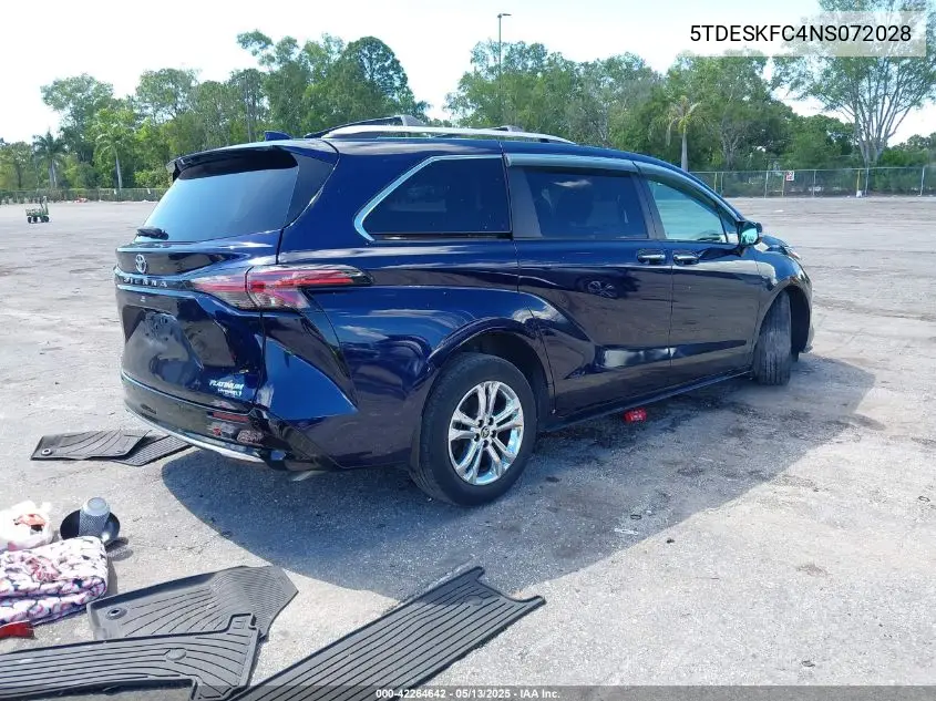 2022 Toyota Sienna Platinum VIN: 5TDESKFC4NS072028 Lot: 42264642