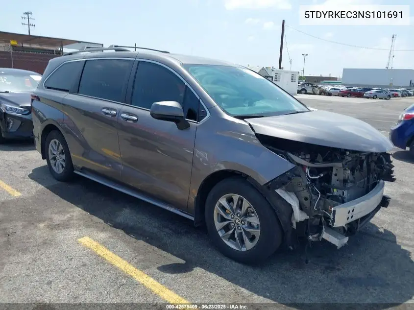 2022 Toyota Sienna Xle VIN: 5TDYRKEC3NS101691 Lot: 42575409