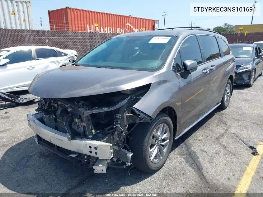 2022 Toyota Sienna Xle VIN: 5TDYRKEC3NS101691 Lot: 42575409