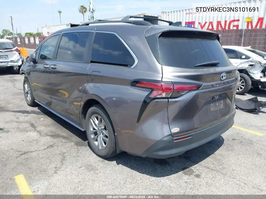 2022 Toyota Sienna Xle VIN: 5TDYRKEC3NS101691 Lot: 42575409