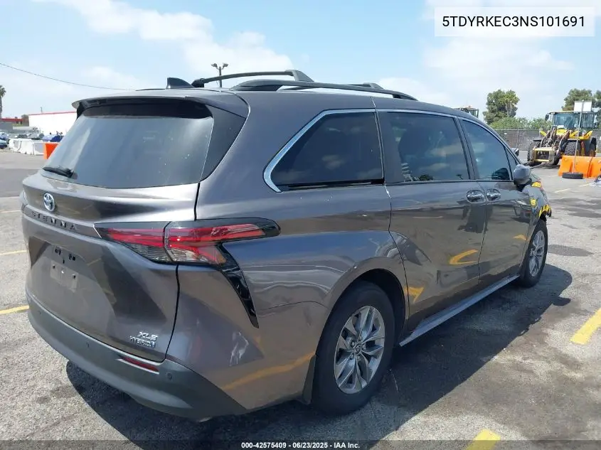 2022 Toyota Sienna Xle VIN: 5TDYRKEC3NS101691 Lot: 42575409
