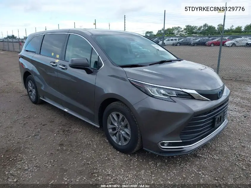 2022 Toyota Sienna Xle VIN: 5TDYRKEC8NS129776 Lot: 42615672