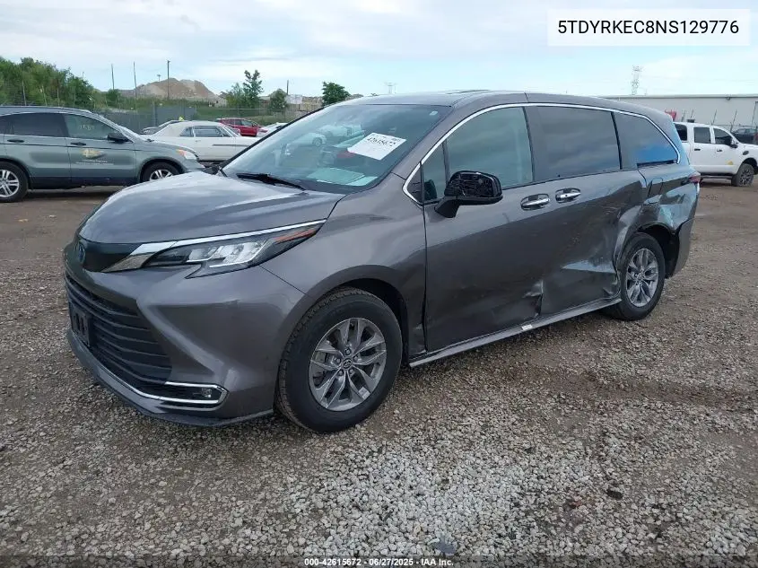 2022 Toyota Sienna Xle VIN: 5TDYRKEC8NS129776 Lot: 42615672