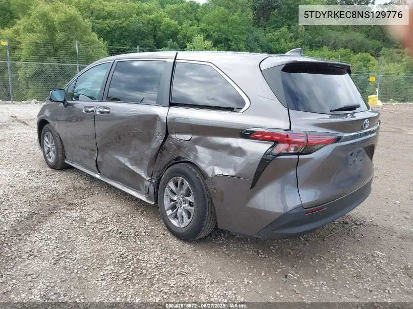 2022 Toyota Sienna Xle VIN: 5TDYRKEC8NS129776 Lot: 42615672