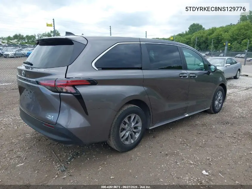 2022 Toyota Sienna Xle VIN: 5TDYRKEC8NS129776 Lot: 42615672
