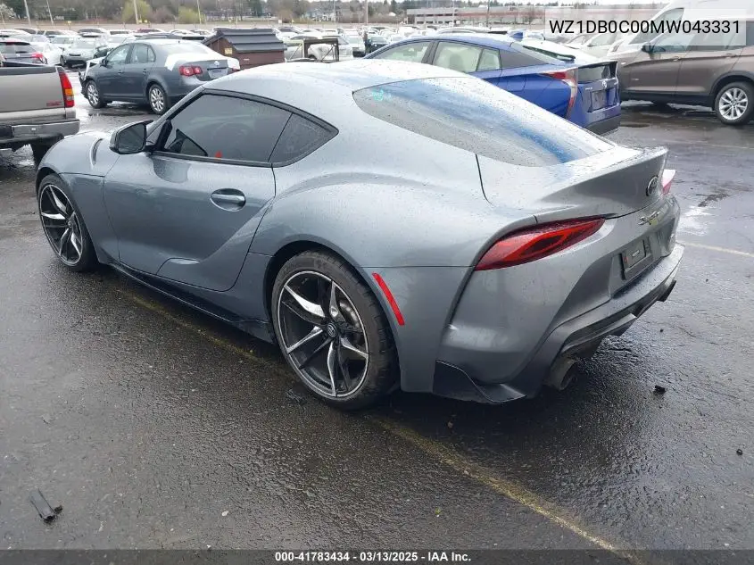 2021 Toyota Gr Supra 3.0 VIN: WZ1DB0C00MW043331 Lot: 41783434