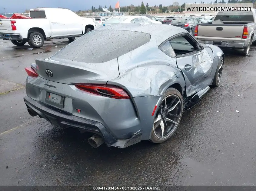 2021 Toyota Gr Supra 3.0 VIN: WZ1DB0C00MW043331 Lot: 41783434