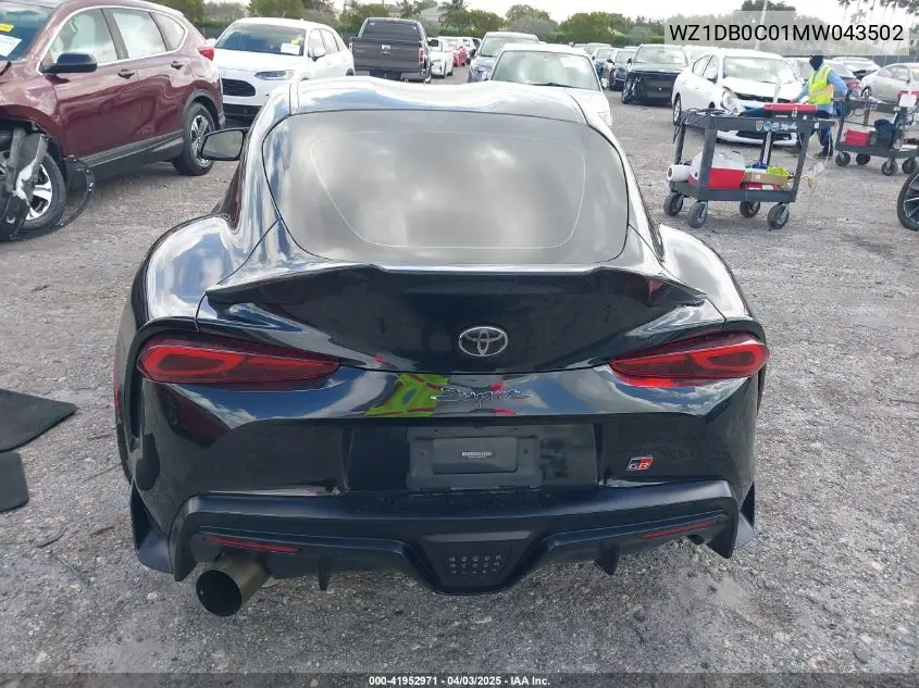 2021 Toyota Gr Supra 3.0 Premium VIN: WZ1DB0C01MW043502 Lot: 41952971