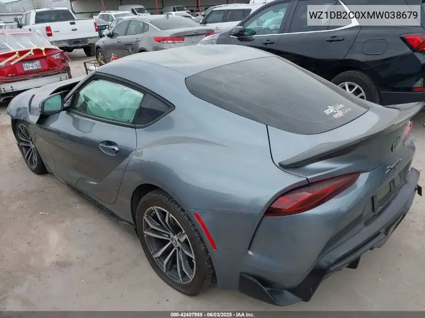 2021 Toyota Gr Supra 2.0 VIN: WZ1DB2C0XMW038679 Lot: 42407988