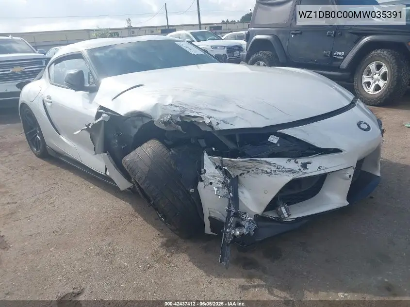2021 Toyota Gr Supra 3.0 Premium VIN: WZ1DB0C00MW035391 Lot: 42437412