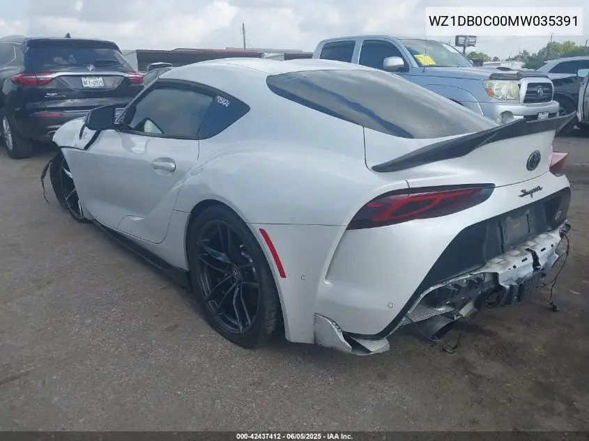 2021 Toyota Gr Supra 3.0 Premium VIN: WZ1DB0C00MW035391 Lot: 42437412