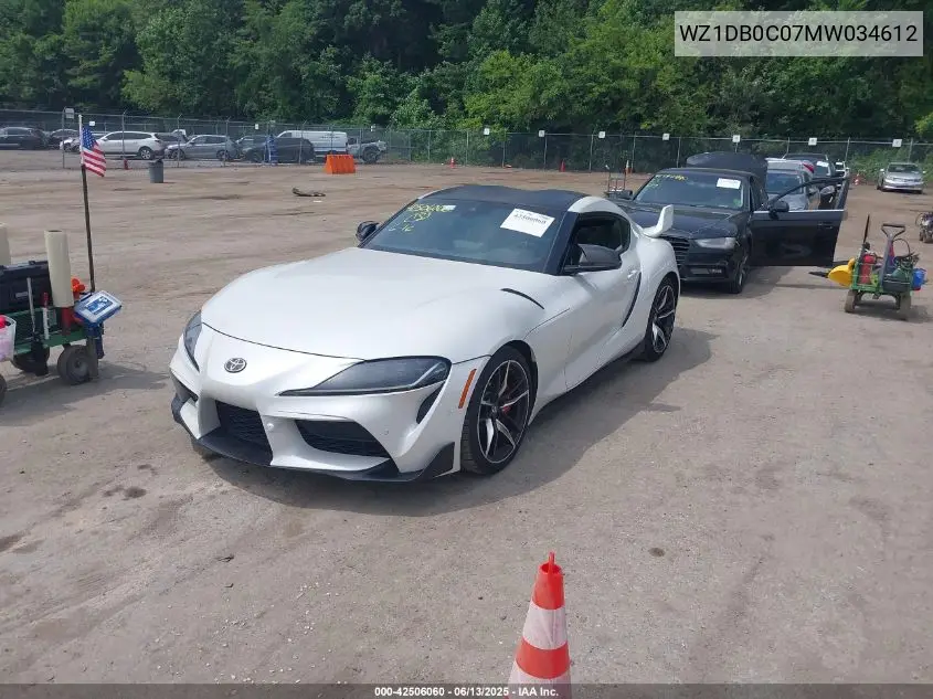 2021 Toyota Gr Supra 3.0 VIN: WZ1DB0C07MW034612 Lot: 42506060
