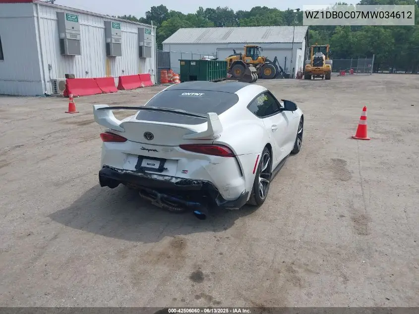 2021 Toyota Gr Supra 3.0 VIN: WZ1DB0C07MW034612 Lot: 42506060