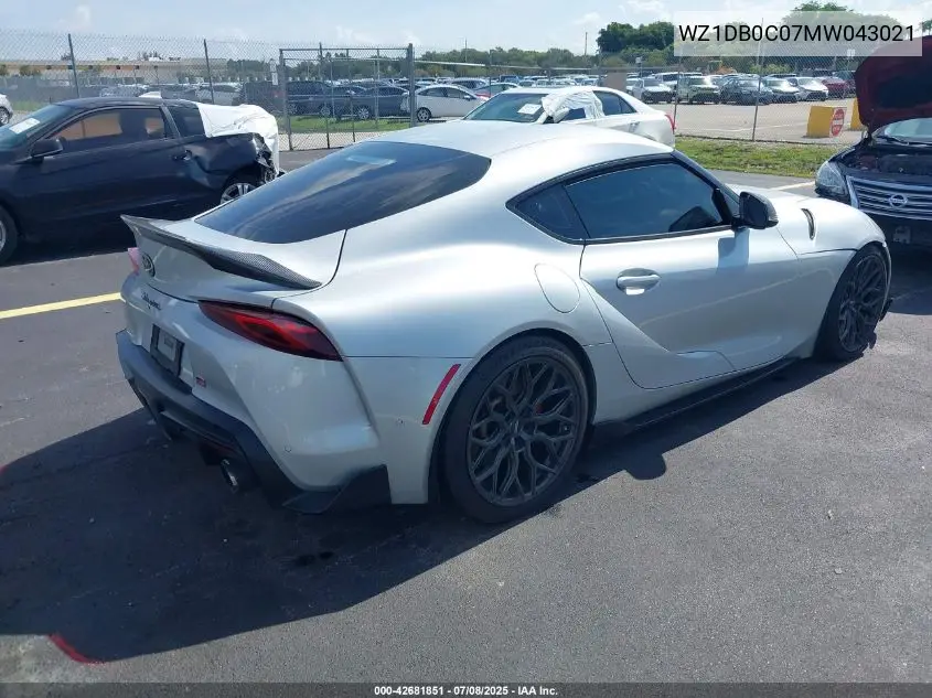 2021 Toyota Gr Supra 3.0 Premium VIN: WZ1DB0C07MW043021 Lot: 42681851