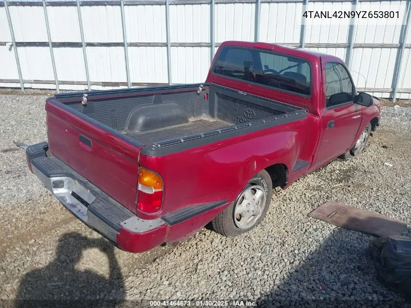 2000 Toyota Tacoma VIN: 4TANL42N9YZ653801 Lot: 41464673