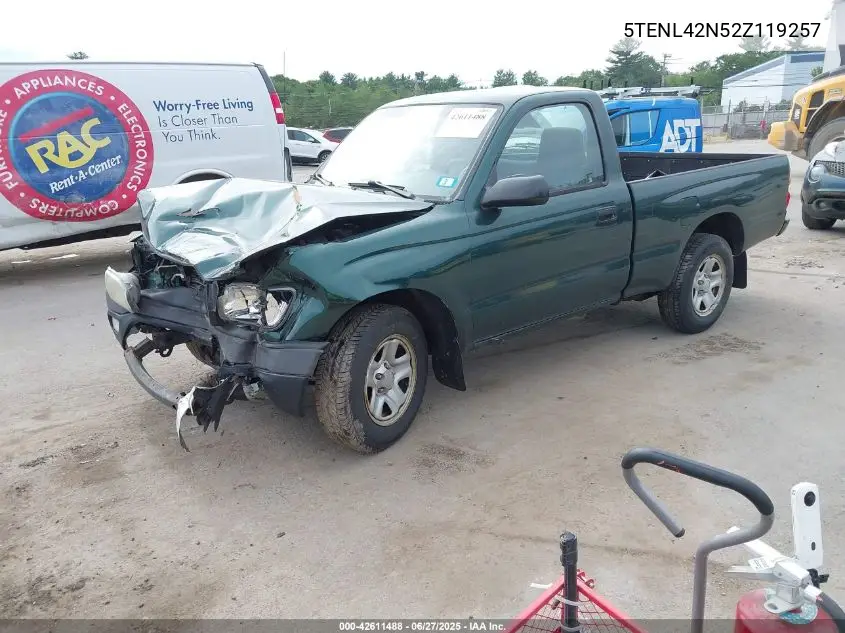 2002 Toyota Tacoma VIN: 5TENL42N52Z119257 Lot: 42611488