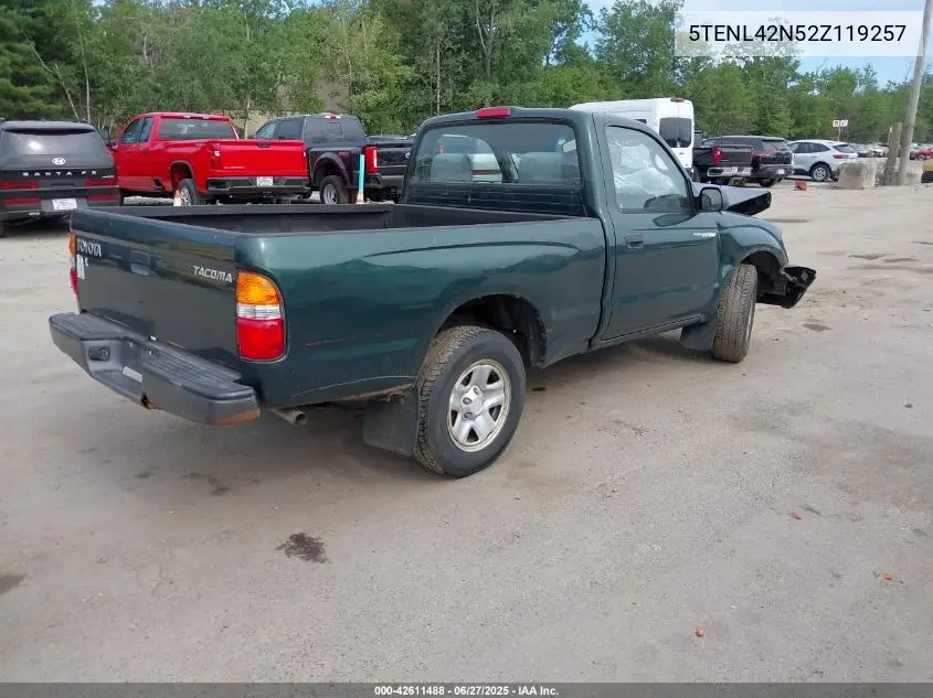 2002 Toyota Tacoma VIN: 5TENL42N52Z119257 Lot: 42611488