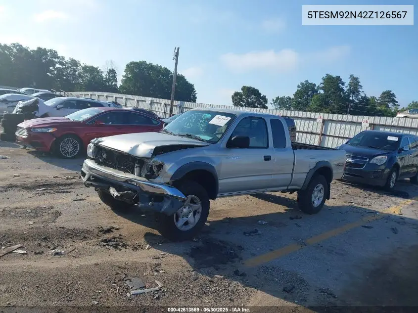2002 Toyota Tacoma Prerunner VIN: 5TESM92N42Z126567 Lot: 42613569