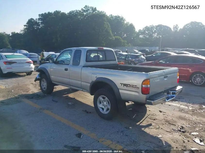 2002 Toyota Tacoma Prerunner VIN: 5TESM92N42Z126567 Lot: 42613569