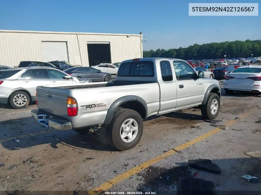 2002 Toyota Tacoma Prerunner VIN: 5TESM92N42Z126567 Lot: 42613569