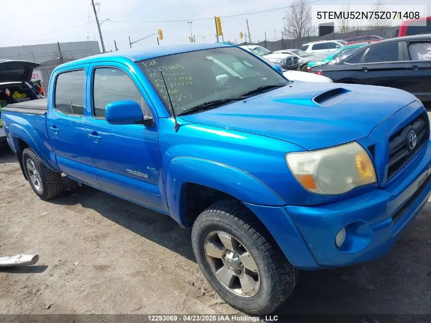 2003 Toyota Tacoma VIN: 5TEMU52N75Z071408 Lot: 12293069