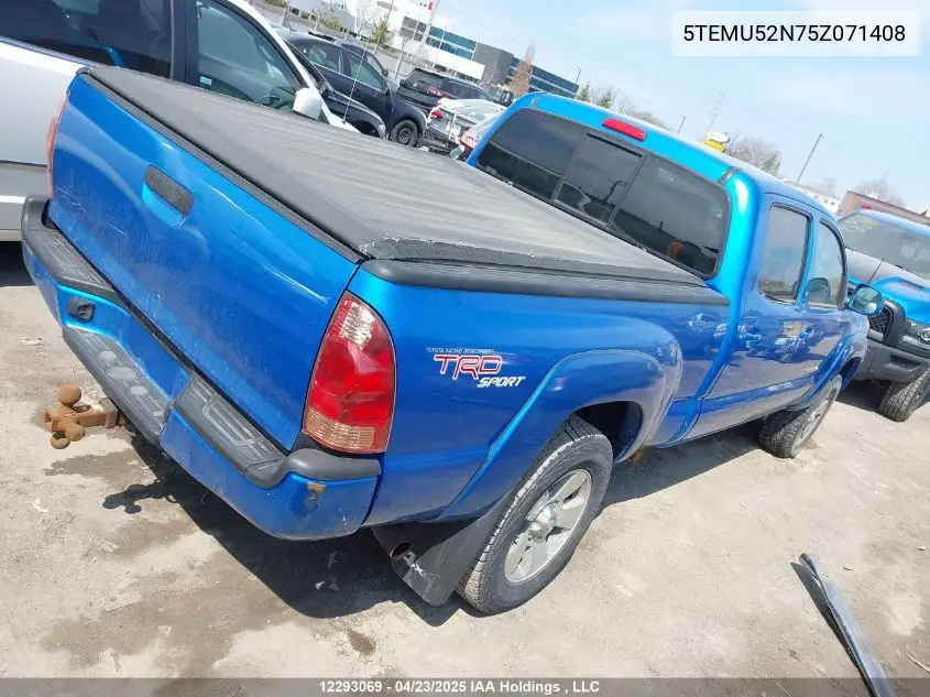 2003 Toyota Tacoma VIN: 5TEMU52N75Z071408 Lot: 12293069