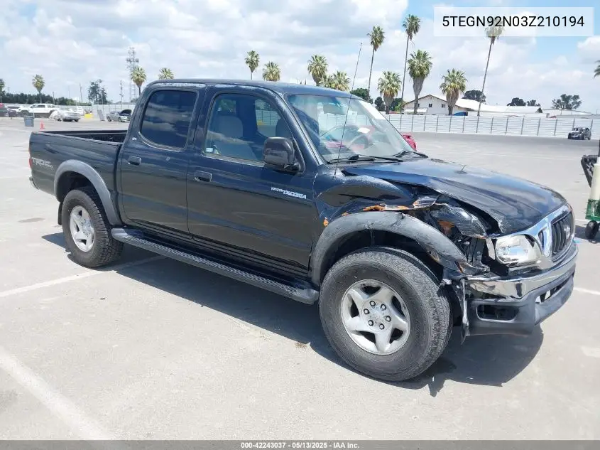 2003 Toyota Tacoma Prerunner V6 VIN: 5TEGN92N03Z210194 Lot: 42243037