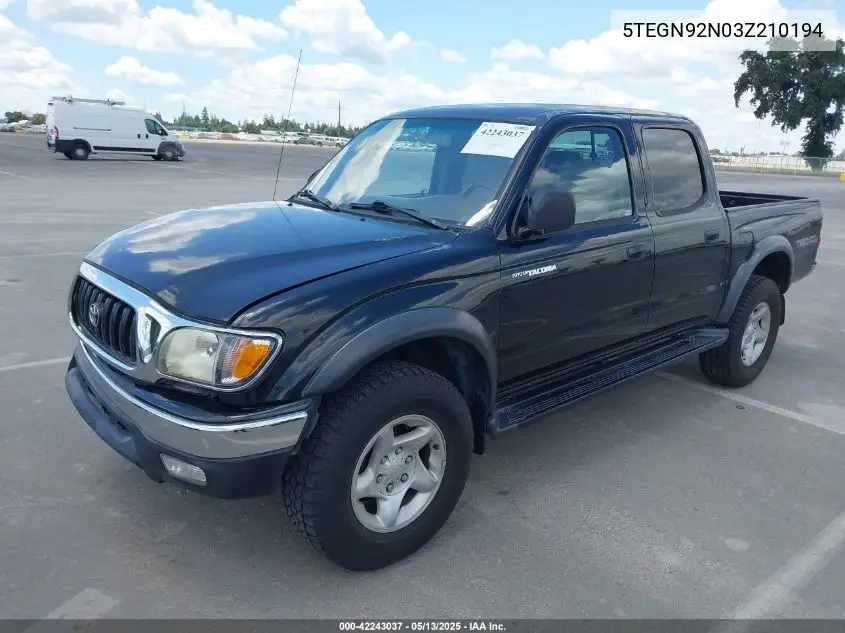 2003 Toyota Tacoma Prerunner V6 VIN: 5TEGN92N03Z210194 Lot: 42243037