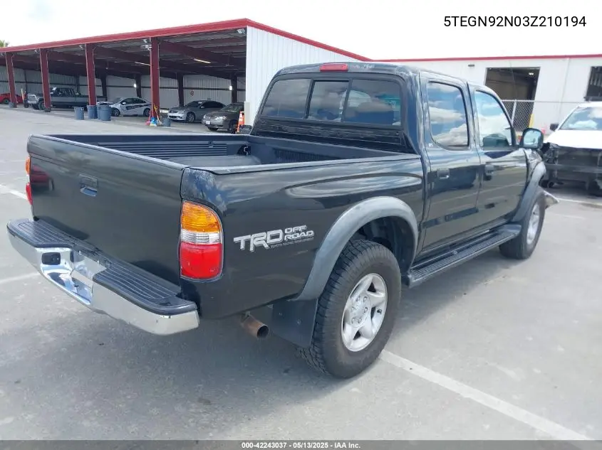 2003 Toyota Tacoma Prerunner V6 VIN: 5TEGN92N03Z210194 Lot: 42243037