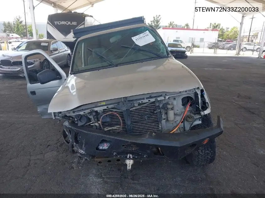 2003 Toyota Tacoma Base V6 VIN: 5TEWN72N33Z200033 Lot: 42593930