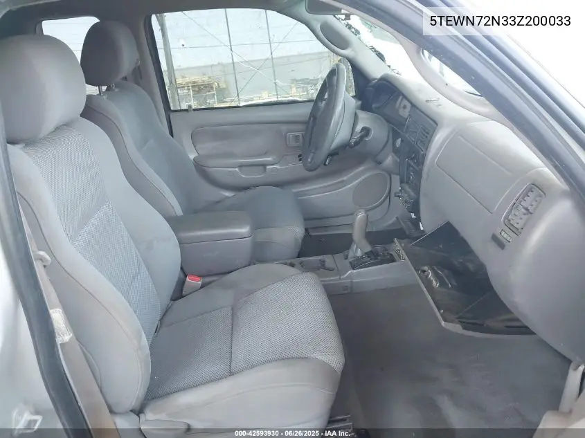 2003 Toyota Tacoma Base V6 VIN: 5TEWN72N33Z200033 Lot: 42593930