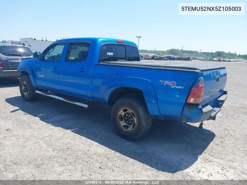 2005 Toyota Tacoma V6 VIN: 5TEMU52NX5Z105003 Lot: 12349370X