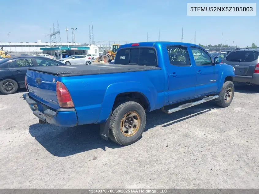 2005 Toyota Tacoma V6 VIN: 5TEMU52NX5Z105003 Lot: 12349370X
