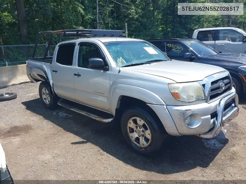 2005 Toyota Tacoma Prerunner V6 VIN: 5TEJU62N55Z028517 Lot: 42587585