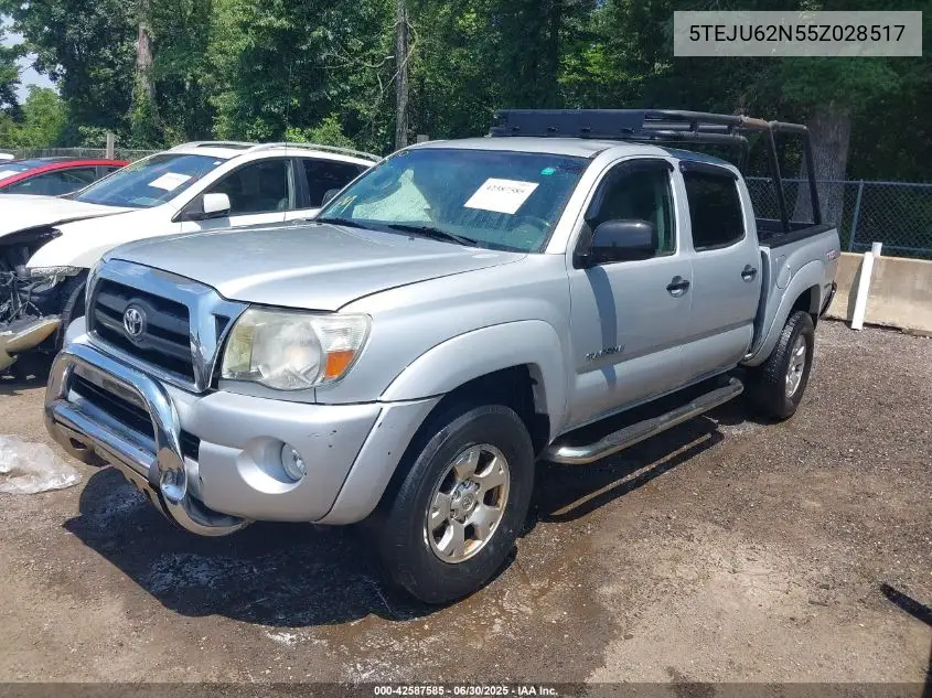 2005 Toyota Tacoma Prerunner V6 VIN: 5TEJU62N55Z028517 Lot: 42587585
