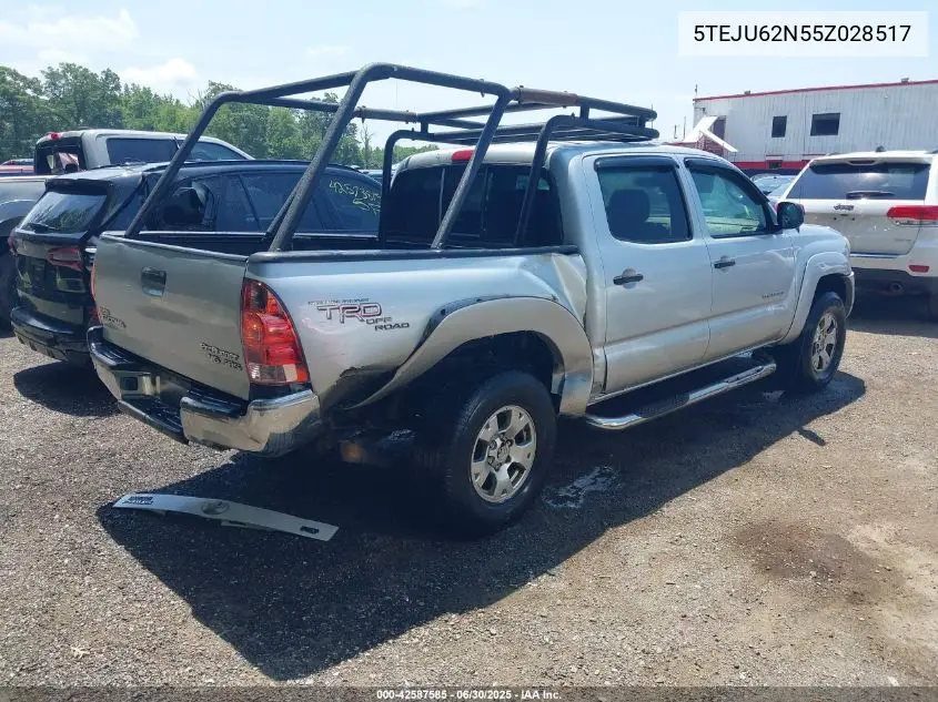 2005 Toyota Tacoma Prerunner V6 VIN: 5TEJU62N55Z028517 Lot: 42587585