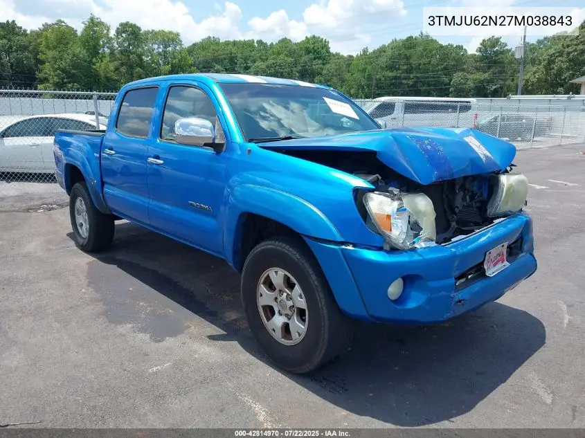 2007 Toyota Tacoma Prerunner V6 VIN: 3TMJU62N27M038843 Lot: 42814970
